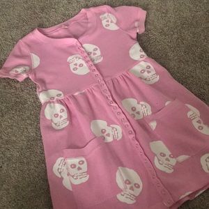 Betsey Johnson Pink Skull Mini Babydoll Dress